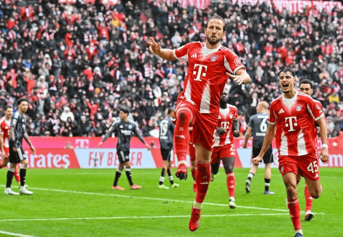 3-2!德甲霸主继续狂飙:豪取4连胜,凯恩狂轰28球,领跑射手榜